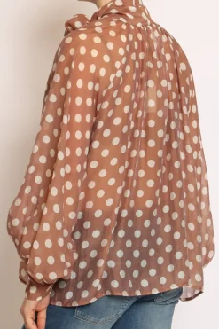 Vicolo Camicia colletto fiocco pois moka/bianco