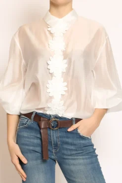 Tensione In Camicia dettaglio fiorato naturale