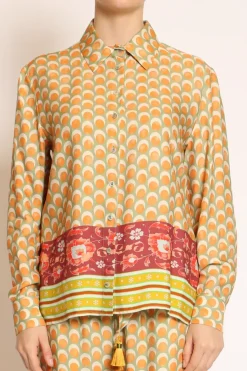 Wu'Side Camicia fantasia verde/arancio/mattone
