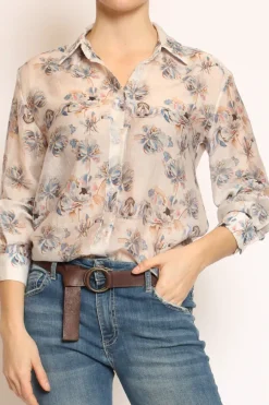 Zeroassoluto Camicia MIA fantasia in mussola LYOCELL FIBRA NATURALE floreale burro/azzurro/rosa