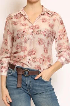 Zeroassoluto Camicia MIA fantasia in mussola LYOCELL FIBRA NATURALE floreale burro/rosa/moro