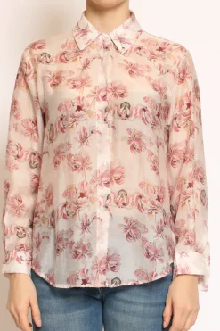 Zeroassoluto Camicia MIA fantasia in mussola LYOCELL FIBRA NATURALE floreale burro/rosa/moro