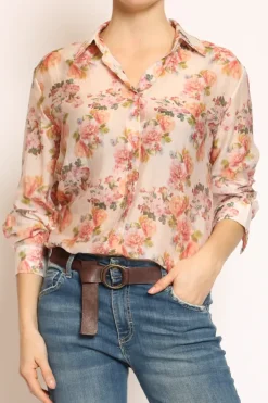 Zeroassoluto Camicia MIA fantasia in mussola LYOCELL FIBRA NATURALE floreale nude/rosa/verde
