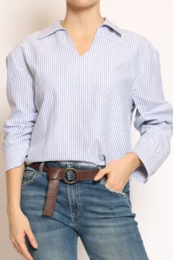 Have one Camicia over scollo V a righe bianco/celeste