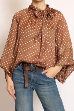 Tensione In Camicia pois c/fiocco moka/celste