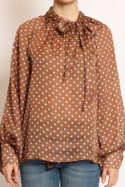 Tensione In Camicia pois c/fiocco moka/celste