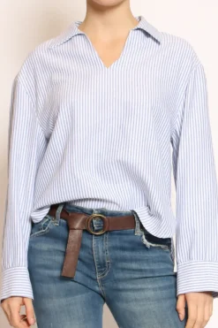 Have one Camicia riga crop nodo dietro bianco/azzurro