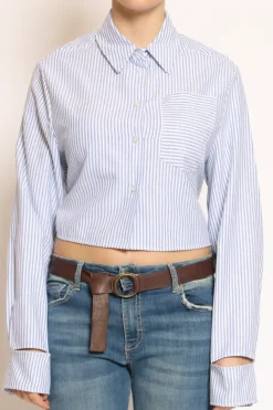 Have one Camicia riga crop nodo dietro bianco/azzurro