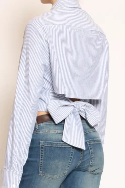 Have one Camicia riga crop nodo dietro bianco/azzurro