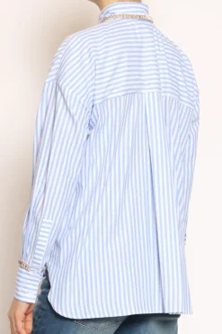Have one Camicia riga gioiello bianco/azzurro