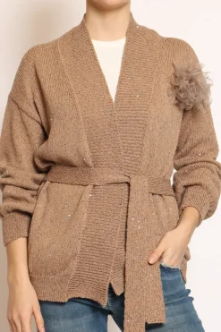 Kontatto Cardigan micropaillettes con spilla