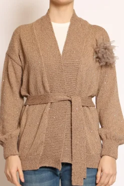 Kontatto Cardigan micropaillettes con spilla