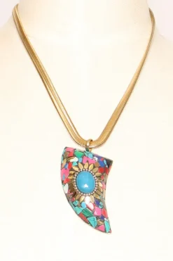 Zeroassoluto Collana chocker corno mosaico multicolor/turchese