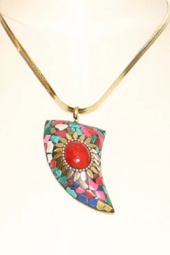 Zeroassoluto Collana chocker corno mosaico multicolor/rosso
