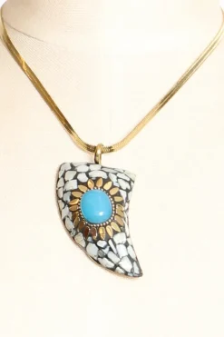 Zeroassoluto Collana chocker corno mosaico perla/turchese