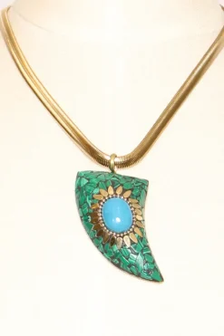 Zeroassoluto Collana chocker corno mosaico verde/turchese
