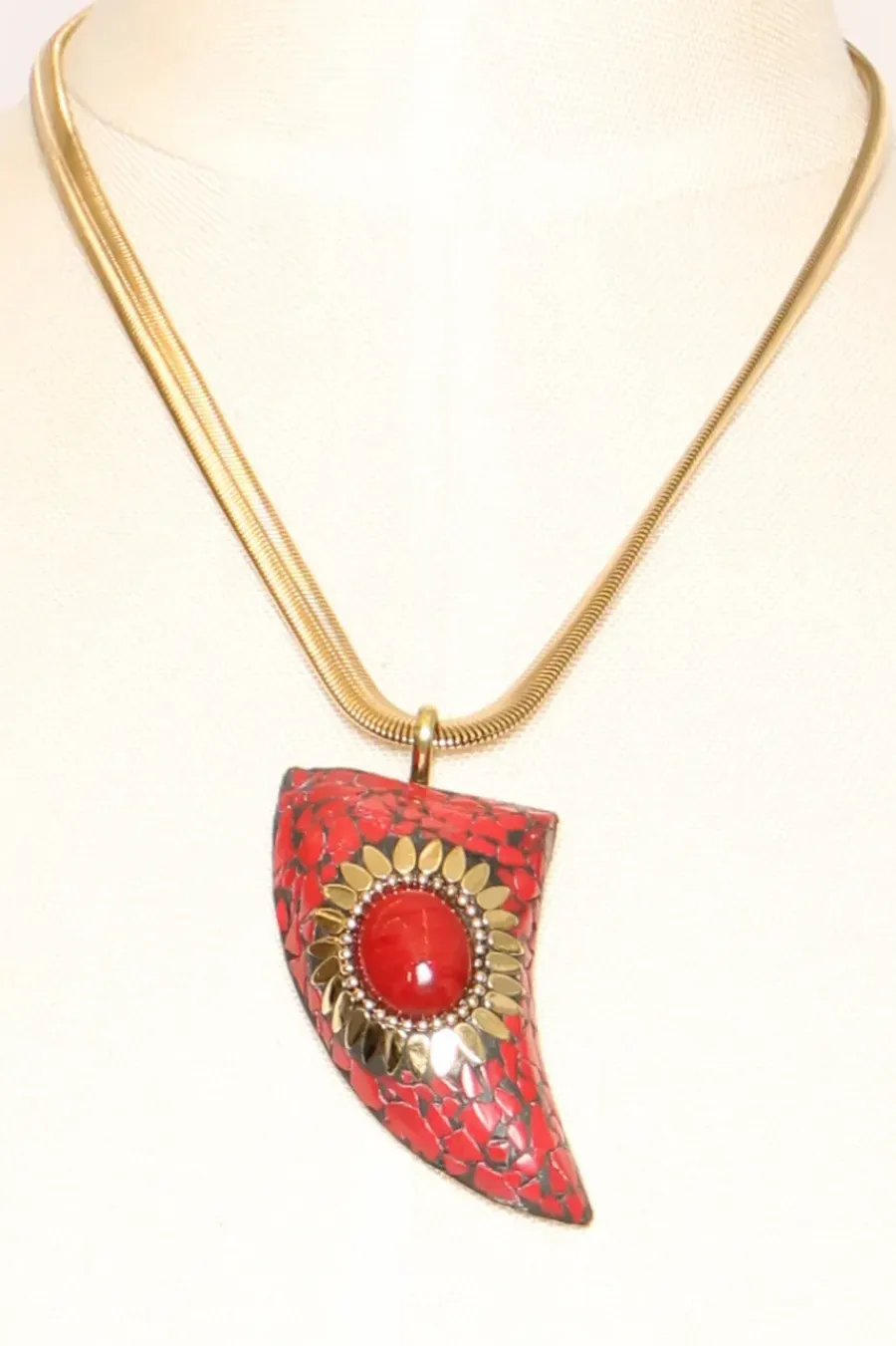 Zeroassoluto Collana chocker corno mosaico rosso/rosso