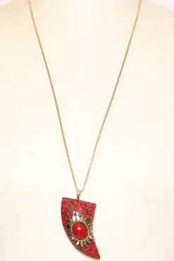Zeroassoluto Collana corno con mosaico - rosso/rosso