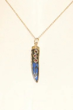 Zeroassoluto Collana corno fino con mosaico nero/oro/ottanio
