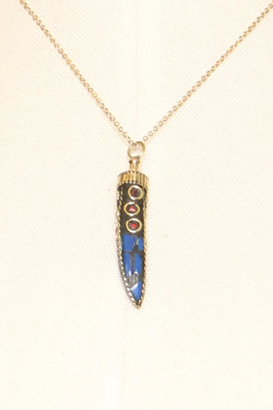 Zeroassoluto Collana corno fino con mosaico nero/oro/ottanio