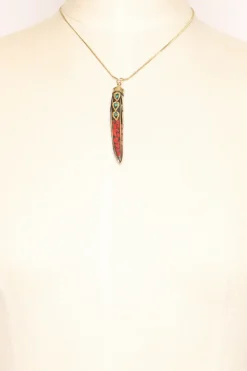 Zeroassoluto Collana corno fino con mosaico nero/oro/rosso
