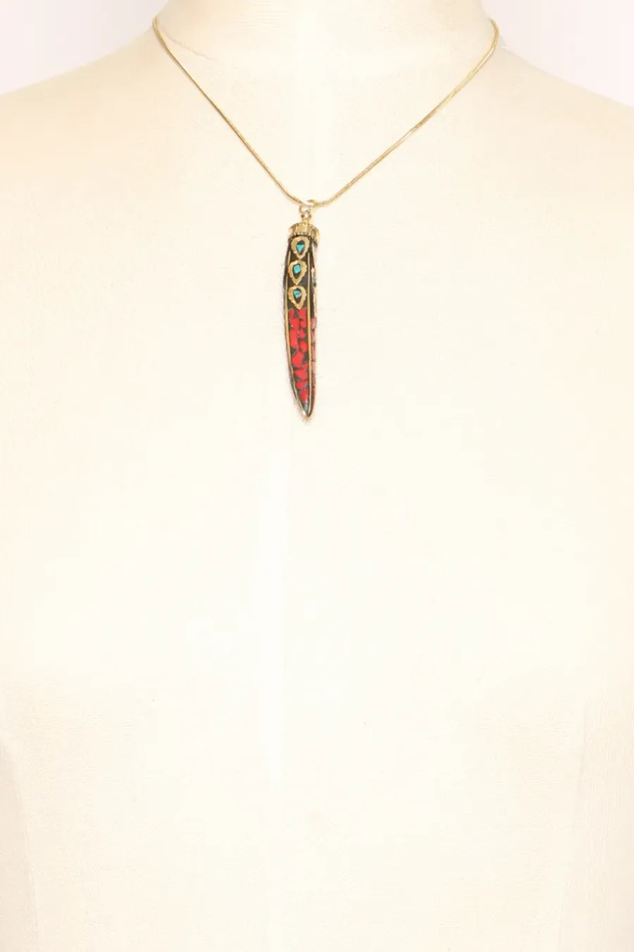 Zeroassoluto Collana corno fino con mosaico nero/oro/rosso