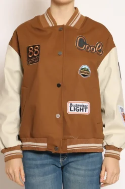 Vicolo Giacca bomber con patch moka/burro