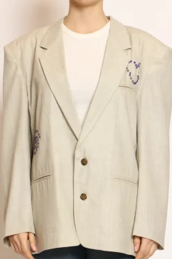 Vicolo Giacca bottoni applicazione strass beige melange