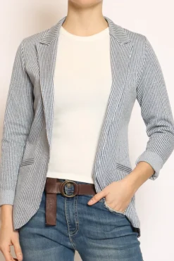Zeroassoluto Giacca JIN elasticizzata righe lurex jeans/latte