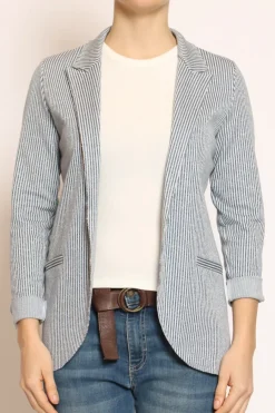 Zeroassoluto Giacca JIN elasticizzata righe lurex jeans/latte