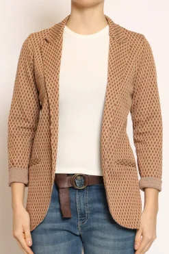Zeroassoluto Giacca JIN elasticizzata rombi lurex biscotto/burro/bronzo