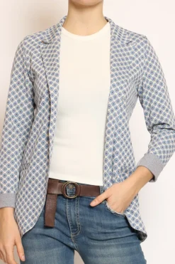 Zeroassoluto Giacca JIN elasticizzata ottagono lurex latte/azzurro/bronzo