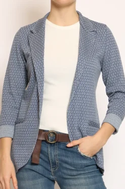Zeroassoluto Giacca JIN elasticizzata rombi lurex blu/jeans/latte