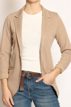 Zeroassoluto Giacca JIN elasticizzata esagono lurex burro/biscotto/oro