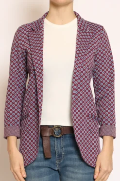 Zeroassoluto Giacca JIN elasticizzata ottagono lurex cherry/azzurro/rame