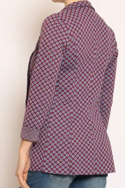 Zeroassoluto Giacca JIN elasticizzata ottagono lurex cherry/azzurro/rame
