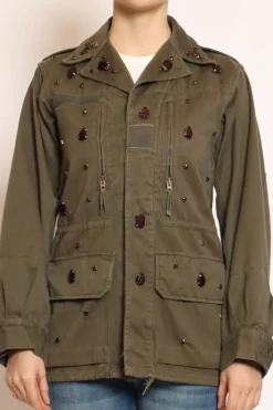 Vicolo Giacca vintage con applicazioni militare