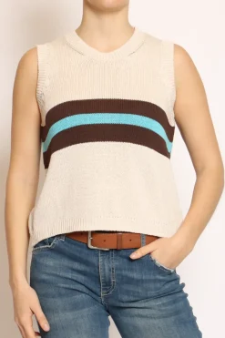 Zeroassoluto Gilet righe burro/moro/turchese
