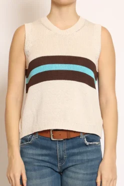 Zeroassoluto Gilet righe burro/moro/turchese