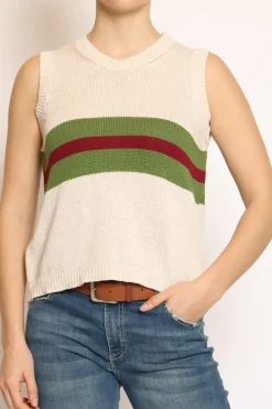 Zeroassoluto Gilet righe burro/verde/bordeaux