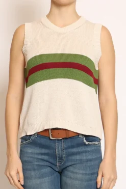 Zeroassoluto Gilet righe burro/verde/bordeaux