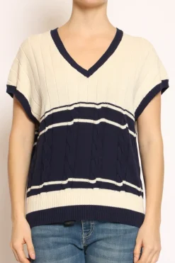 Vicolo Gilet scollo V burro/blu