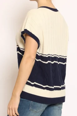 Vicolo Gilet scollo V burro/blu