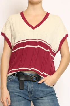 Vicolo Gilet scollo V burro/vino