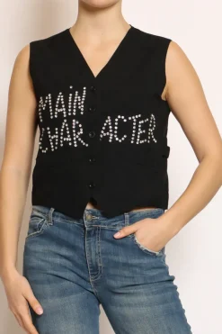 Vicolo Gilet strass "main character" nero