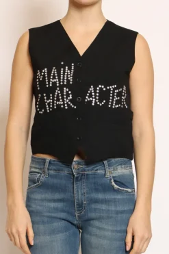 Vicolo Gilet strass "main character" nero