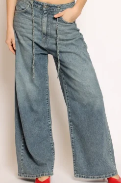 Zeroassoluto Jeans JELENE wide leg con coulisse denim