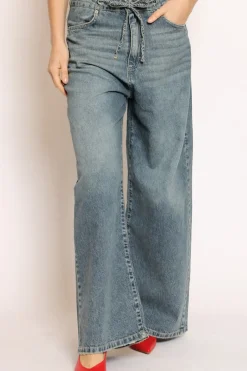 Zeroassoluto Jeans JELENE wide leg con coulisse denim