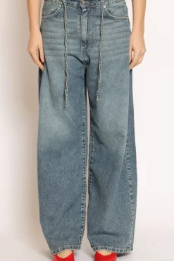 Zeroassoluto Jeans JELENE wide leg con coulisse denim