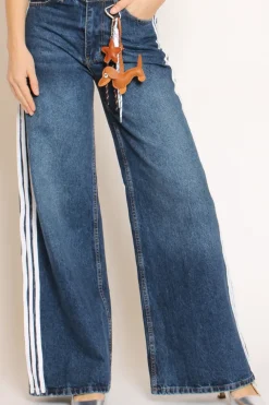 Kontatto Jeans palazzo con bande laterali denim
